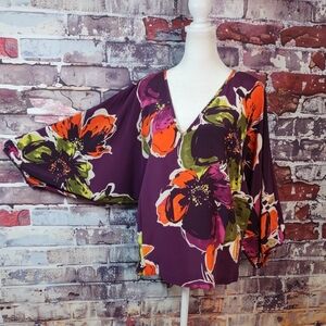 Trina Turk Silk Abstract Floral Print Pull-over Top